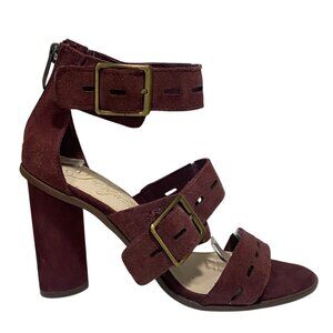 Fergie FAME Suede Ankle Strap Heels in Magenta Size 7.5